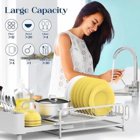 img 3 attached to 19"-27" Expandable Dish Drying Rack - Large Capacity, Heavy Duty Aluminium Drainer W/ Removable Cutlery & Cup Holder For Kitchen Countertop