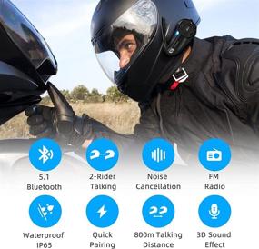 img 2 attached to EJEAS Q2 Bluetooth Intercom for Motorcycle Helmet, 5.1 Headset with Stereo Sound, Quick Pairing, and 800M Range | Motorcycle Communication Device for 2 Riders (1 Pack)