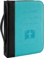 large vintage blue and black pu leather bible cover with zippered closure and carrying handle - psalm 118:6 scripture bag for men and women by graduatepro logo