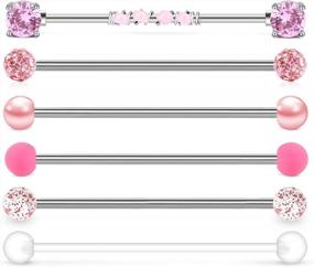 img 2 attached to 14G Surgical Steel Industrial Barbell Earrings 10Pcs - Arrow Screw Heart Ball Bead Winding Style Cartilage Helix Piercing Body Jewelry For Women Men 1 1/2Inch(38Mm)