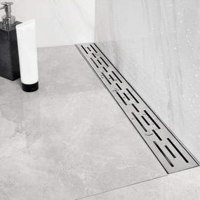 img 4 attached to Neodrain 24" Rectangular Linear Shower Drain W/ Brick Pattern Grate, Brushed 304 Stainless Steel Bathroom Floor Drain, Adjustable Leveling Feet Included