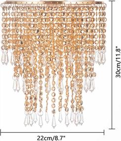 img 1 attached to Add Glamour To Your Room With Waneway Acrylic Chandelier Shade: Crystal Beaded Pendant Lampshade With Rose Gold Frame For Perfect Wedding Or Party Decoration, 8.7-Inch Diameter, 3 Tiers In Copper