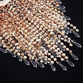 img 2 attached to Add Glamour To Your Room With Waneway Acrylic Chandelier Shade: Crystal Beaded Pendant Lampshade With Rose Gold Frame For Perfect Wedding Or Party Decoration, 8.7-Inch Diameter, 3 Tiers In Copper