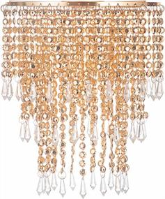 img 4 attached to Add Glamour To Your Room With Waneway Acrylic Chandelier Shade: Crystal Beaded Pendant Lampshade With Rose Gold Frame For Perfect Wedding Or Party Decoration, 8.7-Inch Diameter, 3 Tiers In Copper