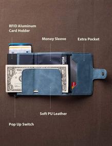img 3 attached to Minimalist Pop Up Credit Card Wallet For Men With RFID Blocking - Slim Holder For Card Case And Cash