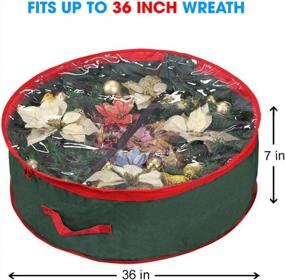 img 3 attached to Primode Christmas Wreath Storage Bag 36" Garland Wreaths Container With Clear Window For Easy Holiday Storage Durable 600D Oxford Material (Green)