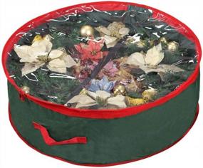img 4 attached to Primode Christmas Wreath Storage Bag 36" Garland Wreaths Container With Clear Window For Easy Holiday Storage Durable 600D Oxford Material (Green)
