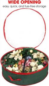 img 2 attached to Primode Christmas Wreath Storage Bag 36" Garland Wreaths Container With Clear Window For Easy Holiday Storage Durable 600D Oxford Material (Green)