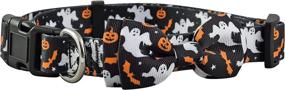 img 3 attached to 👻 Halloween Dog Collar with Bowtie for Large, Medium, and Small Dogs (Medium Size, Spooky Halloween Ghosts Design)