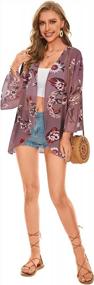 img 1 attached to Women'S Summer Floral Chiffon Kimono Cardigan Cover Up Blouse Top