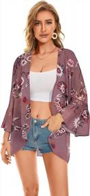 img 2 attached to Women'S Summer Floral Chiffon Kimono Cardigan Cover Up Blouse Top