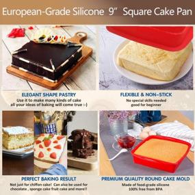 img 2 attached to Aokinle Silicone Cake Pan: European-Grade 9In Non-Stick Bakeware Brownie Mold, BPA Free