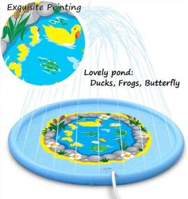 img 2 attached to 68-дюймовый коврик для болотного бассейна с разбрызгивателем, прочная игрушка для воды на открытом воздухе для детей - коврик для игр с брызгами и брызгами