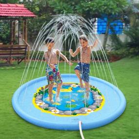 img 3 attached to 68-дюймовый коврик для болотного бассейна с разбрызгивателем, прочная игрушка для воды на открытом воздухе для детей - коврик для игр с брызгами и брызгами