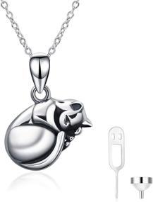 img 4 attached to Sterling Silver Cat/Dog Urn Necklace for Ashes - ONEFINITY Keepsake Pet Memorial Pendant Jewelry, Ideal Gift for Women and Men