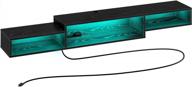 rolanstar floating tv stand with power outlet & led light, 71" wall mounted entertainment center with storage, media console shelf for living room, bedroom, under tv shelf, black logo