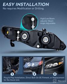 img 2 attached to Nilight Civic Headlights 2006-2011 Sedan, Amber Reflector, Black Housing – Driver & Passenger Side Headlamp Replacement