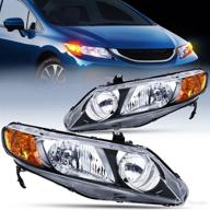 nilight civic headlights 2006-2011 sedan, amber reflector, black housing β driver & passenger side headlamp replacement logo