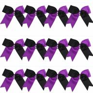 purple and black 8 inch jumbo cheerleading bows hair tie ponytail holder logo