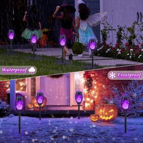 img 1 attached to 12-Pack Upgraded Solar Torches With Flickering Flame In Purple, Waterproof Outdoor Lights For Christmas Decorations, Garden Pathways, And Porches - KYEKIO Landscape Flame Lights