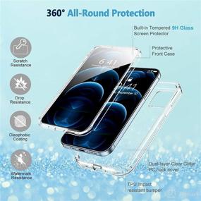 img 2 attached to 📱 Miracase Glass+ Glitter Clear iPhone 12 Pro Max 6.7" Case with Built-in 9H Tempered Glass Screen Protector - 2020 Full-Body Clear/Silver Glitter Case for Girls and Women