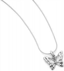 img 2 attached to Women'S 18-Inch Sterling Silver Butterfly Pendant Necklace With Intricate Filigree Design By CHUVORA