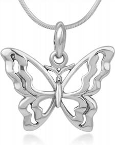 img 3 attached to Women'S 18-Inch Sterling Silver Butterfly Pendant Necklace With Intricate Filigree Design By CHUVORA