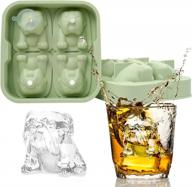 morandi green 4 cavity bulldog dog shape ice cube molds - reusable silicone with funnel for whiskey, spirits, cocktails & bourbon logo