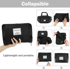 img 1 attached to Large Capacity Foldable Travel Bag - Portable Waterproof Duffel Bag Handbag For Shopping, Sports, Gym, Travel, And Vacation - JIELISI Oxford Fabric (Black)