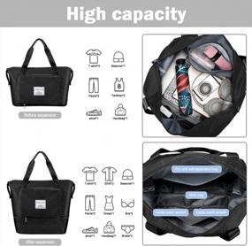 img 2 attached to Large Capacity Foldable Travel Bag - Portable Waterproof Duffel Bag Handbag For Shopping, Sports, Gym, Travel, And Vacation - JIELISI Oxford Fabric (Black)