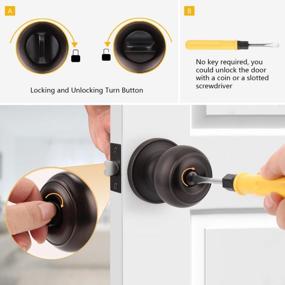 img 2 attached to 5-Pack Probrico Oil Rubbed Bronze Privacy Door Knobs With Keyless Handle Lockset For Bedrooms And Bathrooms