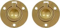 2 pack of polished brass 1-1/2" round flush ring pulls, made of solid brass by qcaa logo