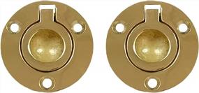 img 2 attached to 2 Pack Of Polished Brass 1-1/2" Round Flush Ring Pulls, Made Of Solid Brass By QCAA