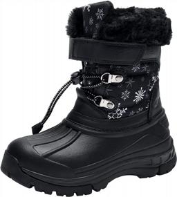 img 4 attached to Waterproof Winter Snow Boots For Boys And Girls - Insulated With Fur, Non-Slip Outdoor Mid Calf Duck Boots (Black) - Available In Little Kid/Big Kid Sizes 10-5.5