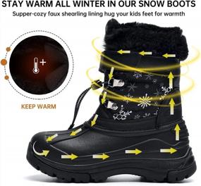 img 2 attached to Waterproof Winter Snow Boots For Boys And Girls - Insulated With Fur, Non-Slip Outdoor Mid Calf Duck Boots (Black) - Available In Little Kid/Big Kid Sizes 10-5.5