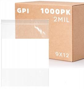 img 4 attached to GPI Case Of 1000 9" X 12" Clear Plastic RECLOSABLE Zip Bags - Bulk 2 Mil Thick Strong & Durable Poly Baggies With Resealable Zipper Top Lock & Write-On White Block, For Storage, Packaging & Shipping