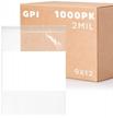 gpi case of 1000 9" x 12" clear plastic reclosable zip bags - bulk 2 mil thick strong & durable poly baggies with resealable zipper top lock & write-on white block, for storage, packaging & shipping logo