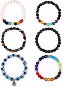 img 4 attached to 6-Piece Chakra Beaded Bracelet Set For Women | Healing Crystal Jewelry