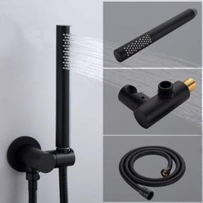 img 1 attached to High Pressure Matte Black Shower System With 10" Rainfall Head & Hand Held - TEEKIA Bathroom Faucet Set