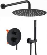 high pressure matte black shower system with 10" rainfall head & hand held - teekia bathroom faucet set logo