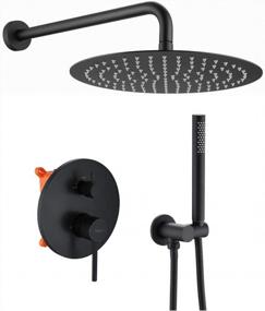 img 4 attached to High Pressure Matte Black Shower System With 10" Rainfall Head & Hand Held - TEEKIA Bathroom Faucet Set