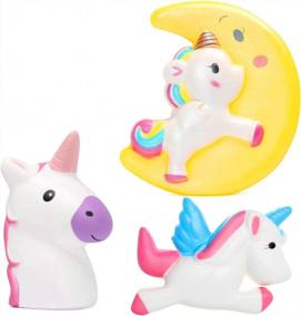 img 4 attached to OYE HOYE Jumbo Squishies Pack Of 3 Slow Rising Squeeze Kawaii Unicorn Squishy Scented Charms Stress Relief Toys