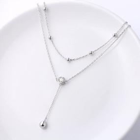 img 1 attached to Double Layered Teardrop Y-Necklace In S925 Sterling Silver - Ideal Gifts For Women