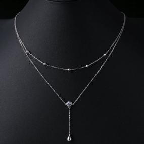 img 3 attached to Double Layered Teardrop Y-Necklace In S925 Sterling Silver - Ideal Gifts For Women