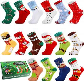img 4 attached to 16 Pairs Creative Women'S Christmas Cotton Socks - Perfect Gift For Her!