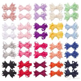 img 1 attached to 40-Piece VINOBOW 2-Inch Mini Boutique Grosgrain Ribbon Hair Bows Clips: Cute Hair Barrettes for Baby Girls and Toddlers