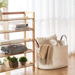 img 3 attached to 🧺 Stylish and Spacious: YOUDENOVA 110L Large Cotton Rope Woven Laundry Basket in White - Ideal for Bedroom, Bathroom, Nursery