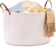 🧺 stylish and spacious: youdenova 110l large cotton rope woven laundry basket in white - ideal for bedroom, bathroom, nursery логотип