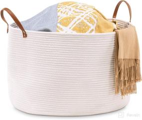 img 4 attached to 🧺 Stylish and Spacious: YOUDENOVA 110L Large Cotton Rope Woven Laundry Basket in White - Ideal for Bedroom, Bathroom, Nursery