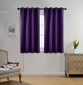 img 4 attached to MIUCO Textured Blackout Curtains With Grommets For Bedroom - 52X63 Inch Long, 2 Panels In Elegant Purple